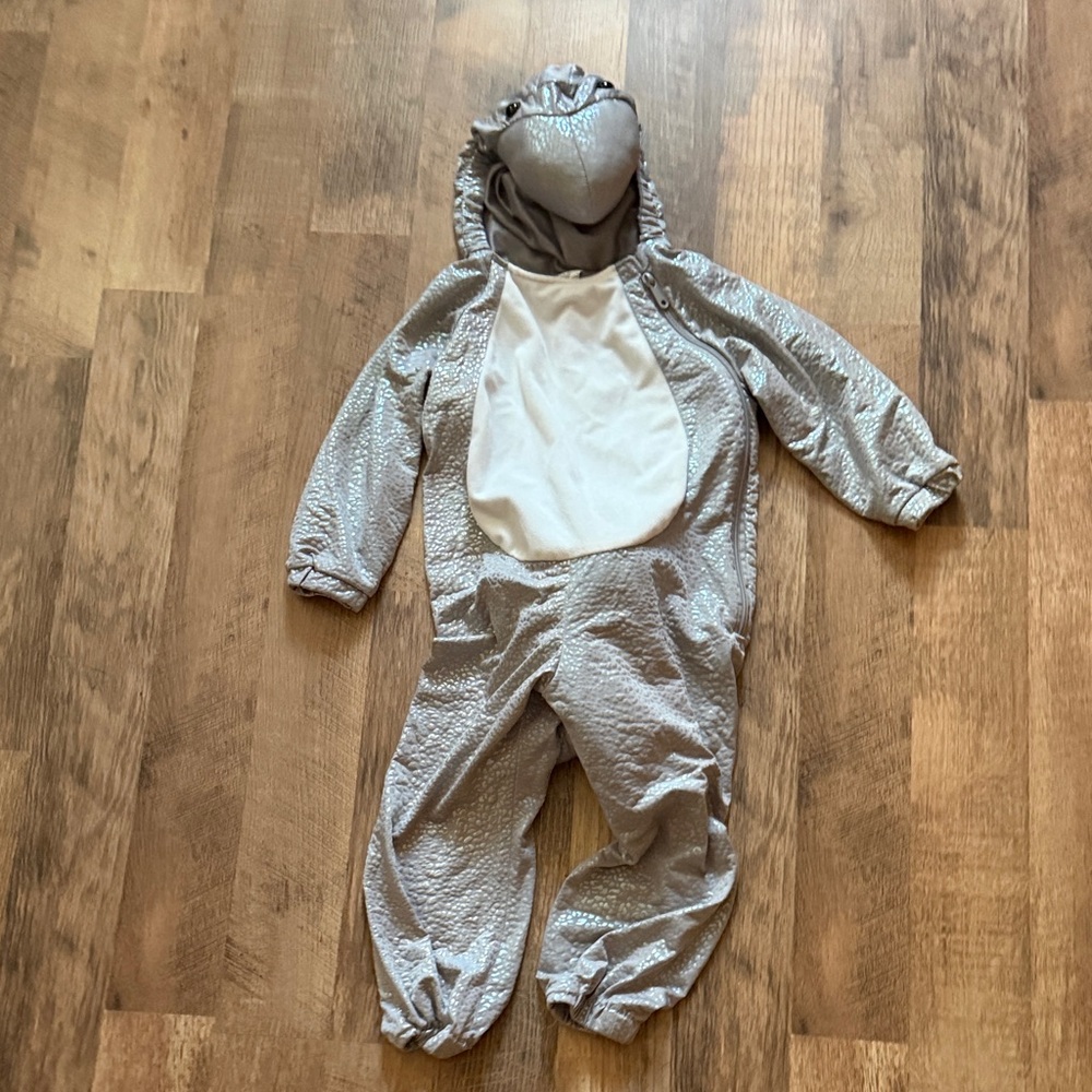 Pottery Barn Kids Gray Dinosaur Hooded One-Piece Costume